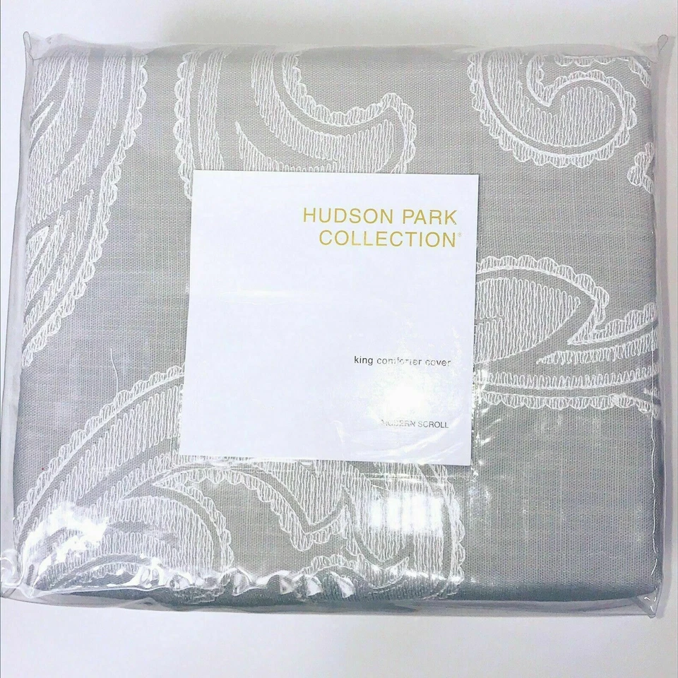 Funda nórdica Hudson Park Modern Scroll King - Gris Foto 3 de 4