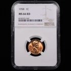 1958 Lincoln Wheat Cent 1c - NGC GRADED MS66 RD