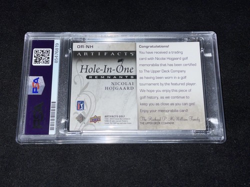 Nicolai Hojgaard Signed 2021 Upper Deck Artifacts Hole In One Remnants PSA Slab - Picture 2 of 2