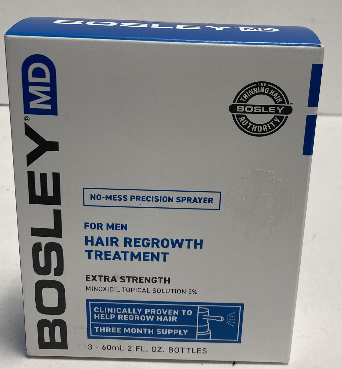 NEW Bosley MD Men Hair Regrowth Treatment Extra Strength 3 month 3752