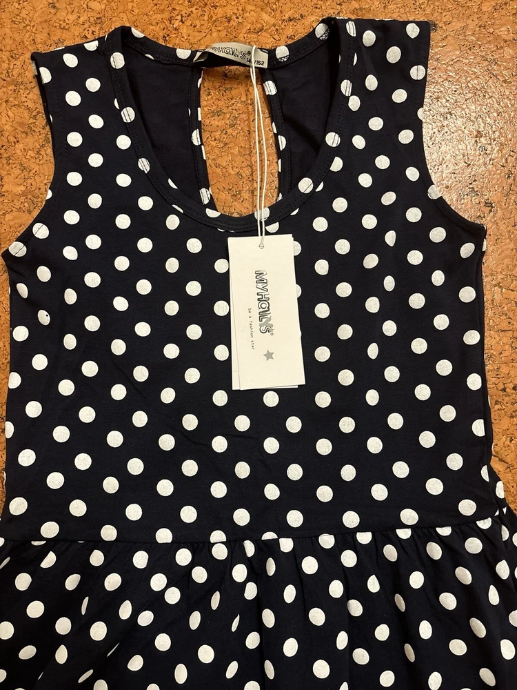 Kleid, Neu, Größe 146/152, My Hailys, navy mit weißen Punkten