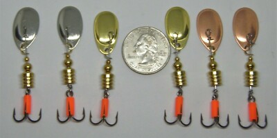 1 Lot of 6 Custom Trout #1 Nickel Gold & Copper French Blade Spinners 1/8 Oz. Ea