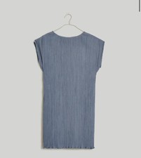 NWT Madewell Plisse Mini Tee Dress 2 Stretch Body Skimming Cap Sleeves Blue