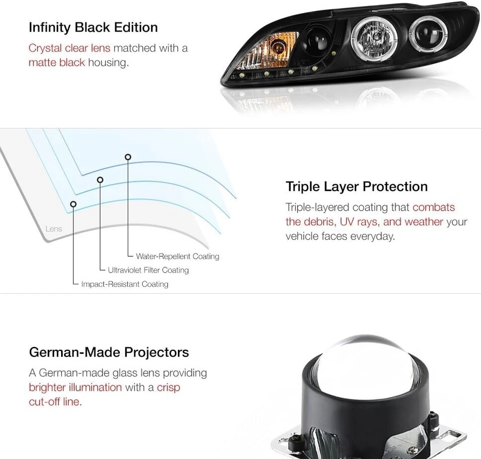 Par de faros proyectores LED halo DRL negros para Mazda 6 Mazda6 2003-2006 Foto 4 de 4