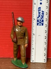 Vintage Barclay 777 WW I Lead Soldier Marching With Rifle Brown Belt