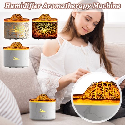 Volcano Fire Flame Air Humidifier Aroma Diffuser Essential Oil w Remote Control
