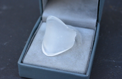 Bague Ancienne En Verre Bullé Dépoli Daum - Taille 47 - Occasion Bon état