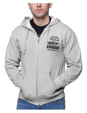 Harley-Davidson Men's Retrograde Zip-Up Hoodie Sweatshirt   Sport Gray