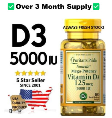 VITAMIN D3  5000 IU    TRUSTED BRAND    3 MONTH+ SUPPLY!   USA  STORE !