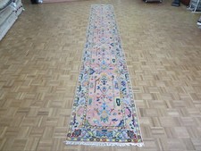 3 x 19'10 Runner Hand Knotted Pink Turkish Oushak Oriental Rug G8572