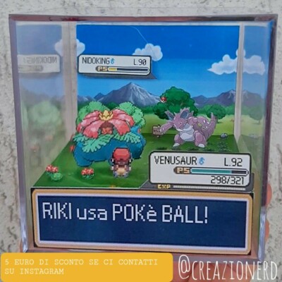 POKEMON DIORAMA CUBE BIG PIXEL BOX - Venusaur VS Nidoking - Custom Name