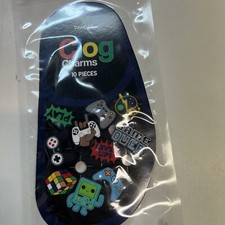 CLOG CHARMS Gamer Theme PLAY GAME OVER Controllers Jibbitz Set of 10 Rubber