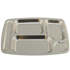 MFH Stainless Steel Canteen Tray 5 Compartments Military Camping Outdoor Dining