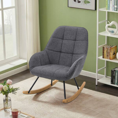 Morden Upholstered Fabric Rocking Chair Accent Rocker Chair