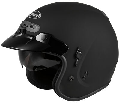 GMAX GM-32S Solid Open Face Motorcycle Helmet Matte Black