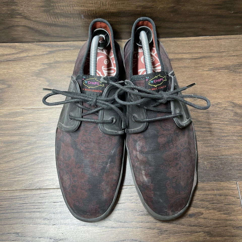 Fish N Chips black & red canvas sneakers by Base London size 9.5 - Image 4 of 4