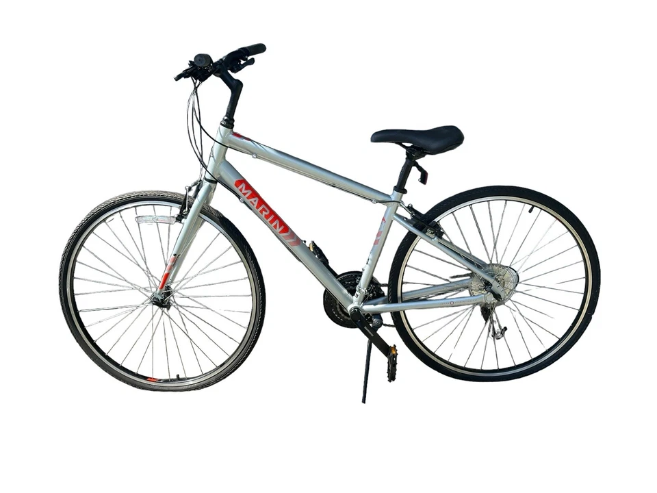 Bicicleta híbrida deportiva Marin Larkspur CS1 GRANDE plateada serie 1 6061 cuadro de aluminio Foto 2 de 4