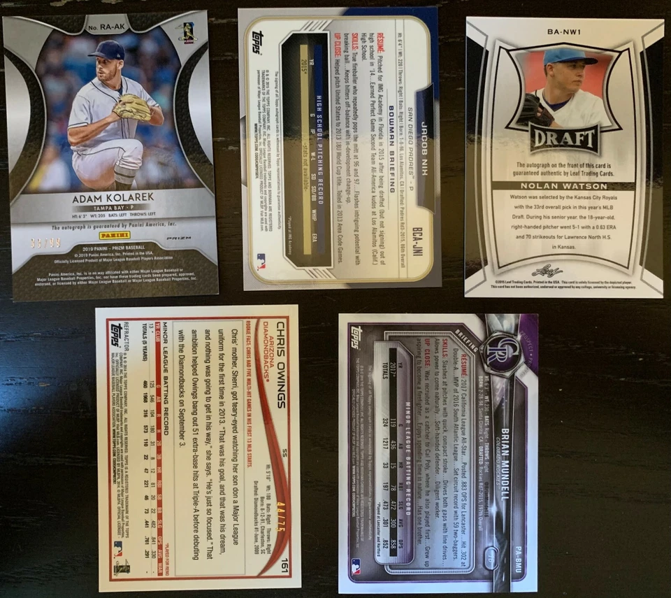 Lote de 5 cartas de autógrafos de novato 2014,15,18,19 OWINGS, KOLAREK, Mundell, Watson, Nix Foto 2 de 2