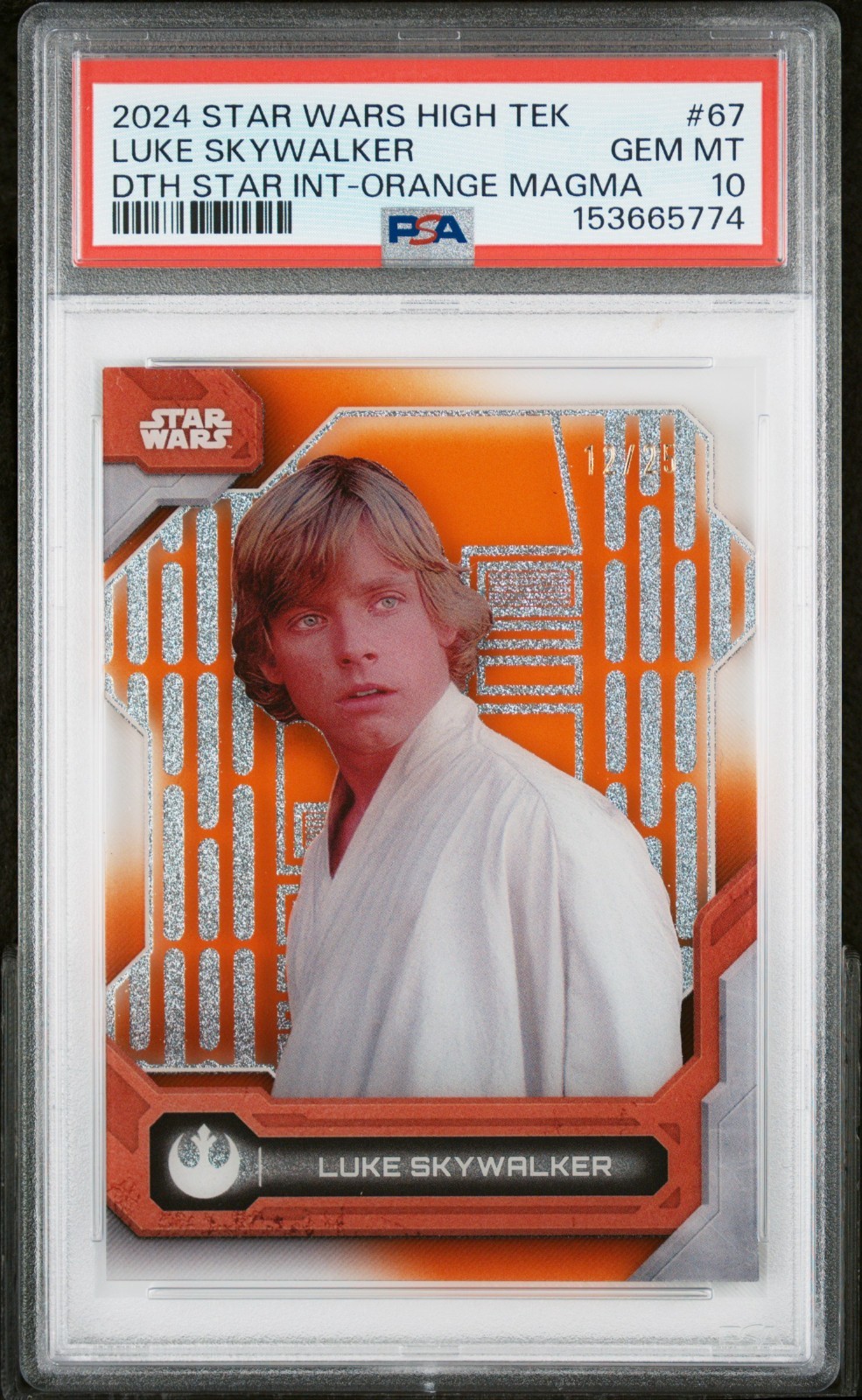 2024 Topps Star Wars High Tek Luke Skywalker 67 Death Star Orange PSA 10 Pop 1/1