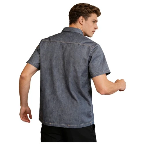 US YiZYiF Unisex Men Short Sleeve Chef Jacket Chef Coat Hotel Restaurant Canteen image 2