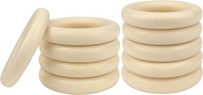 10 Pcs Natural Wood Rings for Crafts Making, 75mm/2.9inch Wooden Rings for DIY,