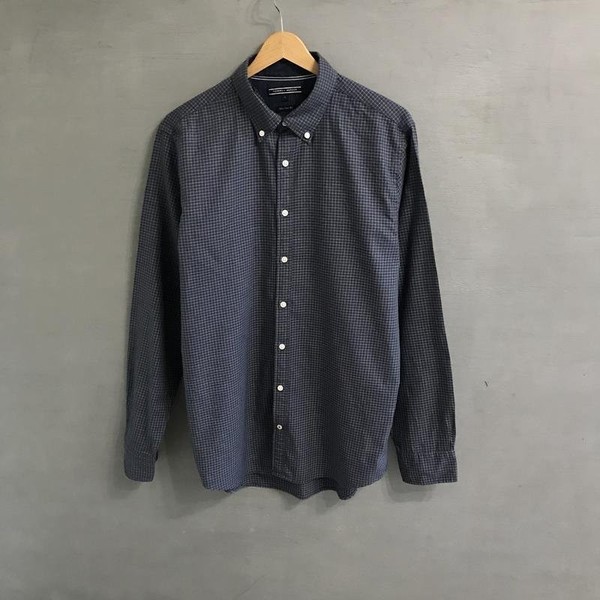 Men Tommy Hilfiger Shirt Navy Cotton 40 /L / 48 #1UJ3