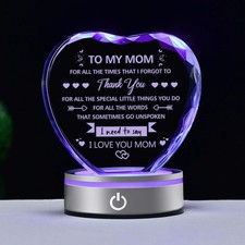 Mom Birthday Gifts from Daughter Son to My Mom Crystal Heart Keepsake Gifts f...