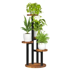 4 Tier Plant Stand Indoor Small Plant Shelf Outdoor Metal Tall Flower Holder Tab