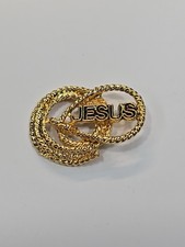 Jesus Lapel Pin Gold Color Lasso Rope
