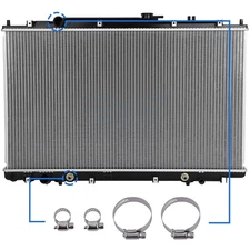 For 1999-04 Honda Odyssey 3.5L V6 Radiator 2270 w/ 4x Universal Oil Hose Clamps