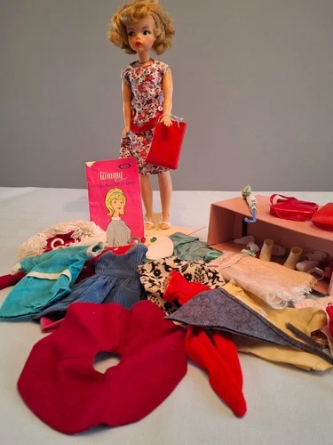 Vintage Tammy doll by Ideal w/stand, case and handmade extra clothes