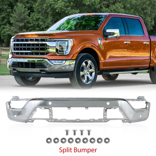 Chrome Steel Front Bumper Face Bar For 2021-2023 Ford F-150 F150 W/Senser Holes