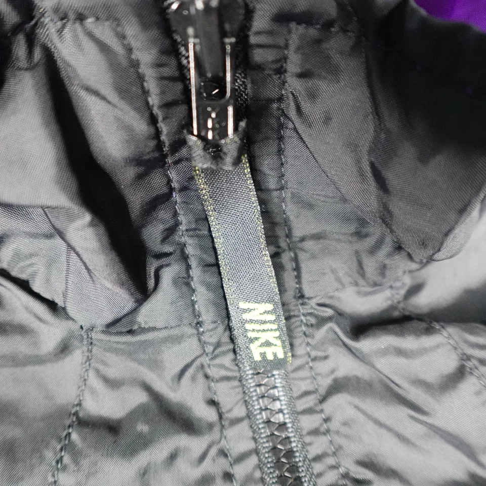 Chaqueta cortavientos vintage Nike para hombre grande negra púrpura amarilla diente de tiburón años 90 Foto 3 de 4