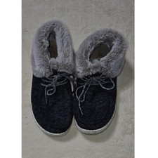 Hey Dude Britt Navy Faux Fur Lined Ankle Boots Women 8 121772500 Blue Marl Knit