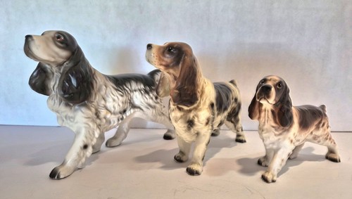 Vintage Familie von 3 Spaniel Japan Porzellan Hunde Figuren (B). - Bild 1 von 5