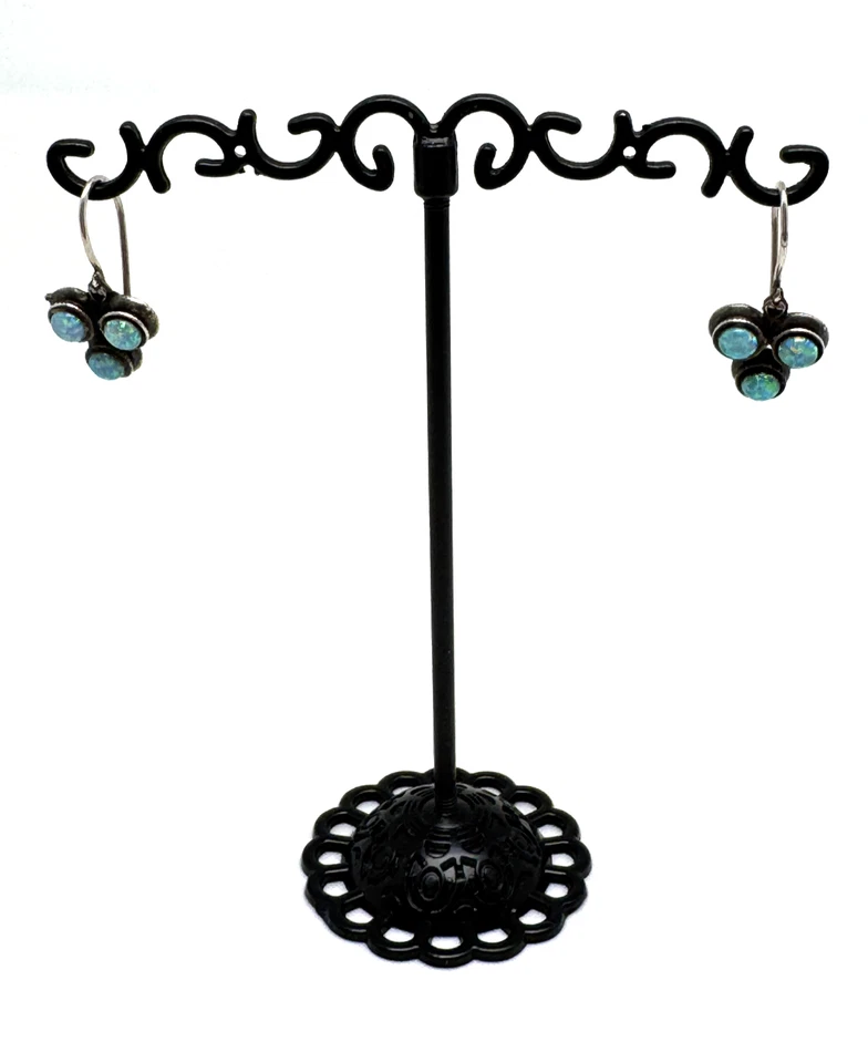 Hermosos pendientes de plata 925 vintage de piedras preciosas de ópalo. Foto 2 de 4