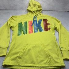 Nike Therma-Fit Women's Size L Neon Yellow Pullover Hoodie Sweatshirt