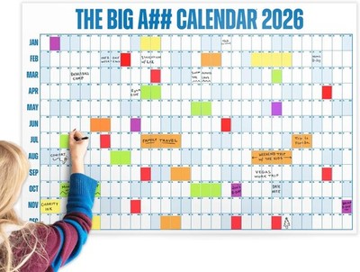 Bigass Calendar 2026 Full-Year Wall Calendar,Large Wall Planner, Dry Erase DE ~