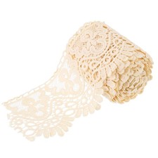 4 Inch Wide 5 Yard Lace Ribbon Floral Pattern Light Beige Milk Silk Lace Trim
