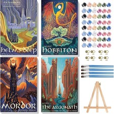 4 Pack Framed Landscape Paint by Numbers Kit for Adults - Arts and Crafts for...