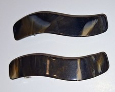 vintage Taiwan faux tortoise shell barrettes pair 2.5-inch wavy bar shape
