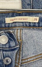 Levi's Women's Ribcage Crop Boot Jeans Size 29 Blue Distressed Frayed Hem
