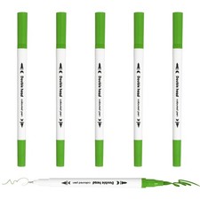 6Pack Dual Brush Markers Light Green Watercolor Fine and Brush Tips Pens