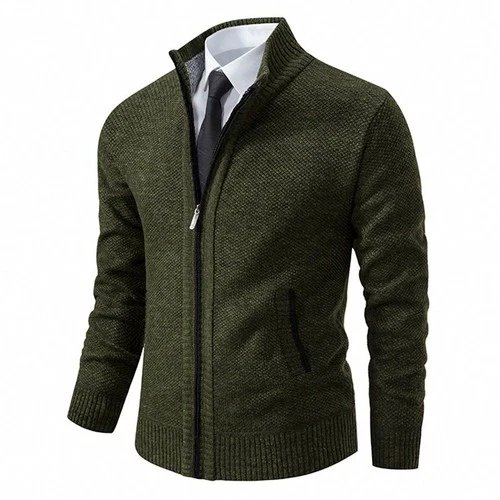 Mens Fleece Lined Full Zip Cardigan Jacket Stand Collar Warm Casual Coat Fall video thumbnail