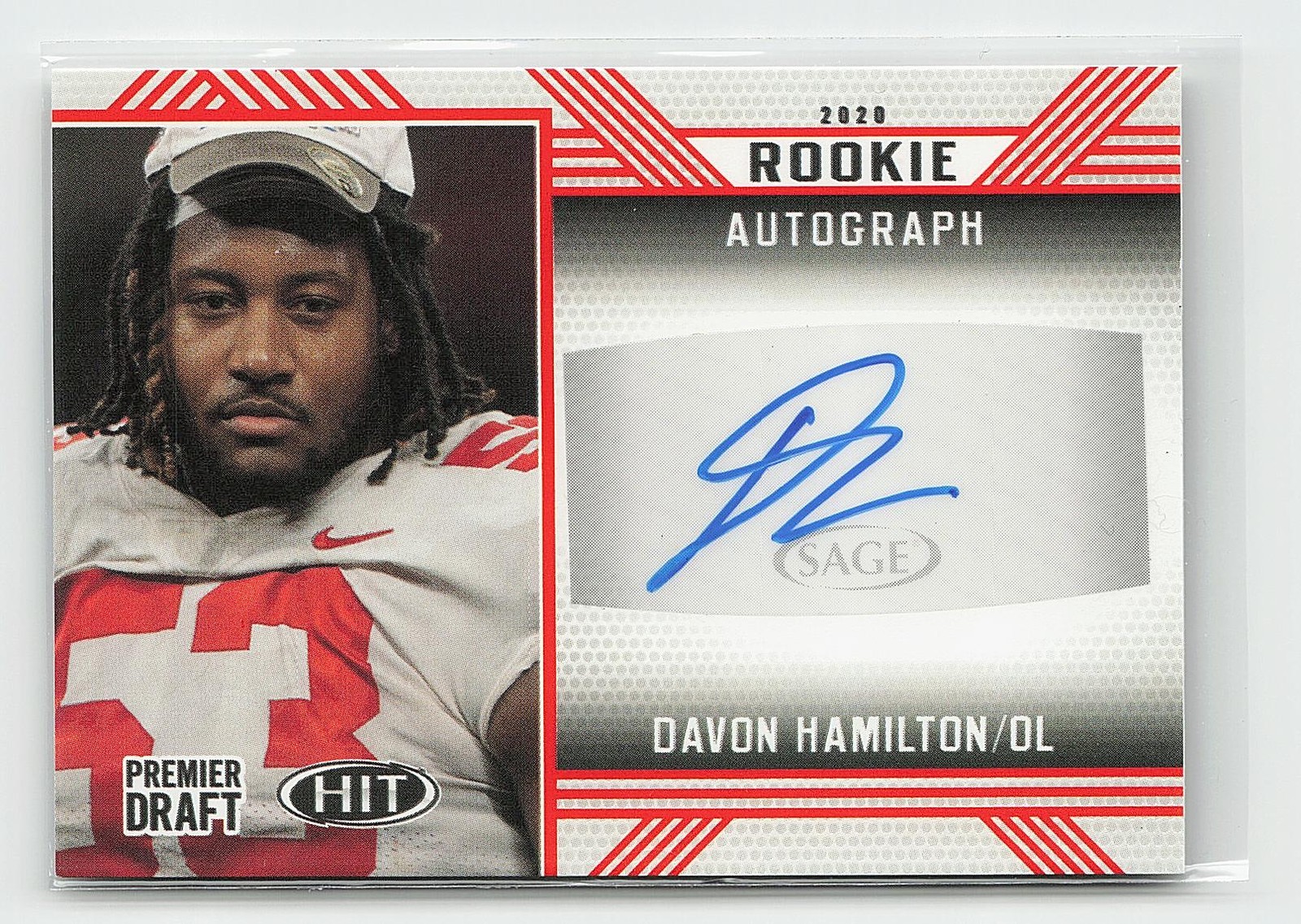 2020 SAGE HIT #A28 Davon Hamilton Rookie Autographs Orange