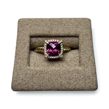 David Yurman Petite Chatelaine Ring 18k Yellow Gold, Pink Tourmaline, Diamonds