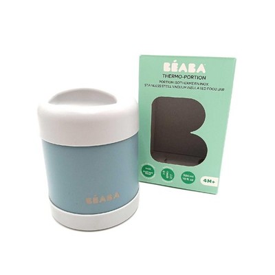 BEABA Thermobehälter Babyausstattung Trinkflasche 300 ml Grau Grün isol