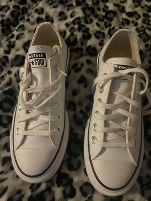 Converse Chuck Taylor All Star White Leather Platform Size 5.5