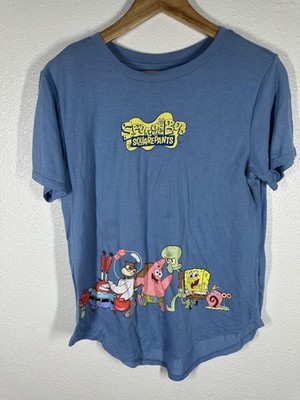 SpongeBob SquarePants Shirt Youth XL 15-17 Blue Nickelodeon Graphic Cartoon Tee