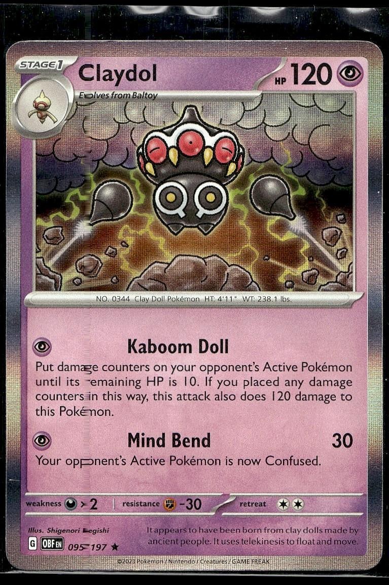 Claydol 095/197 Rare Obsidian Flames Pokemon Holo Near Mint